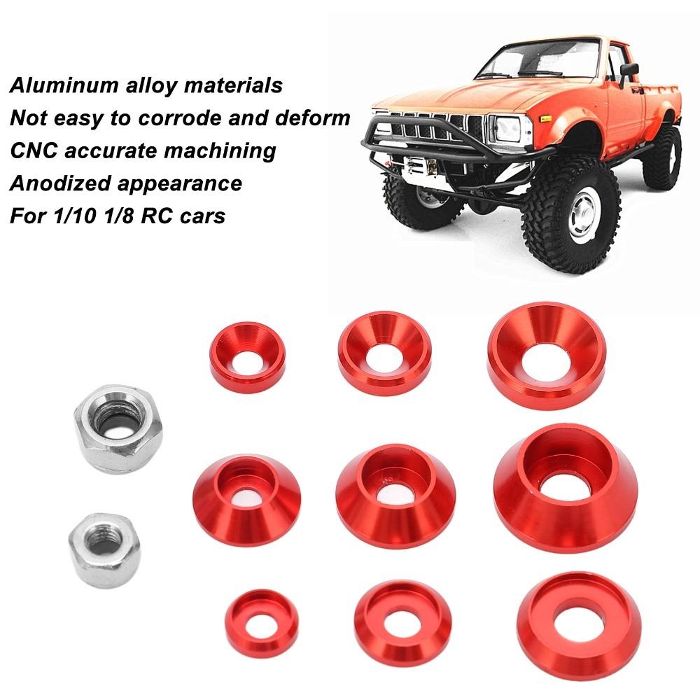 1/10 1/8 Scale RC Screw Washer Kit Aluminum Alloy Flat Washer Set Round Head Gasket  For RC Cars