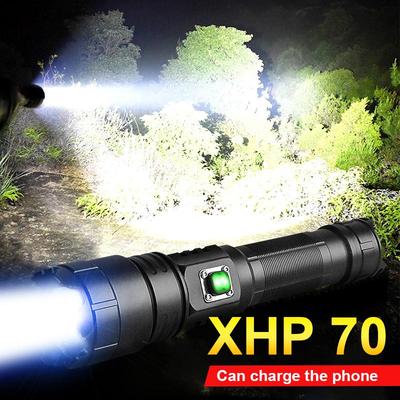 High Power XHP70 Led Flashlight Aluminum Alloy  USB Rechargeable 18650 Battery Zoomable Lantern
