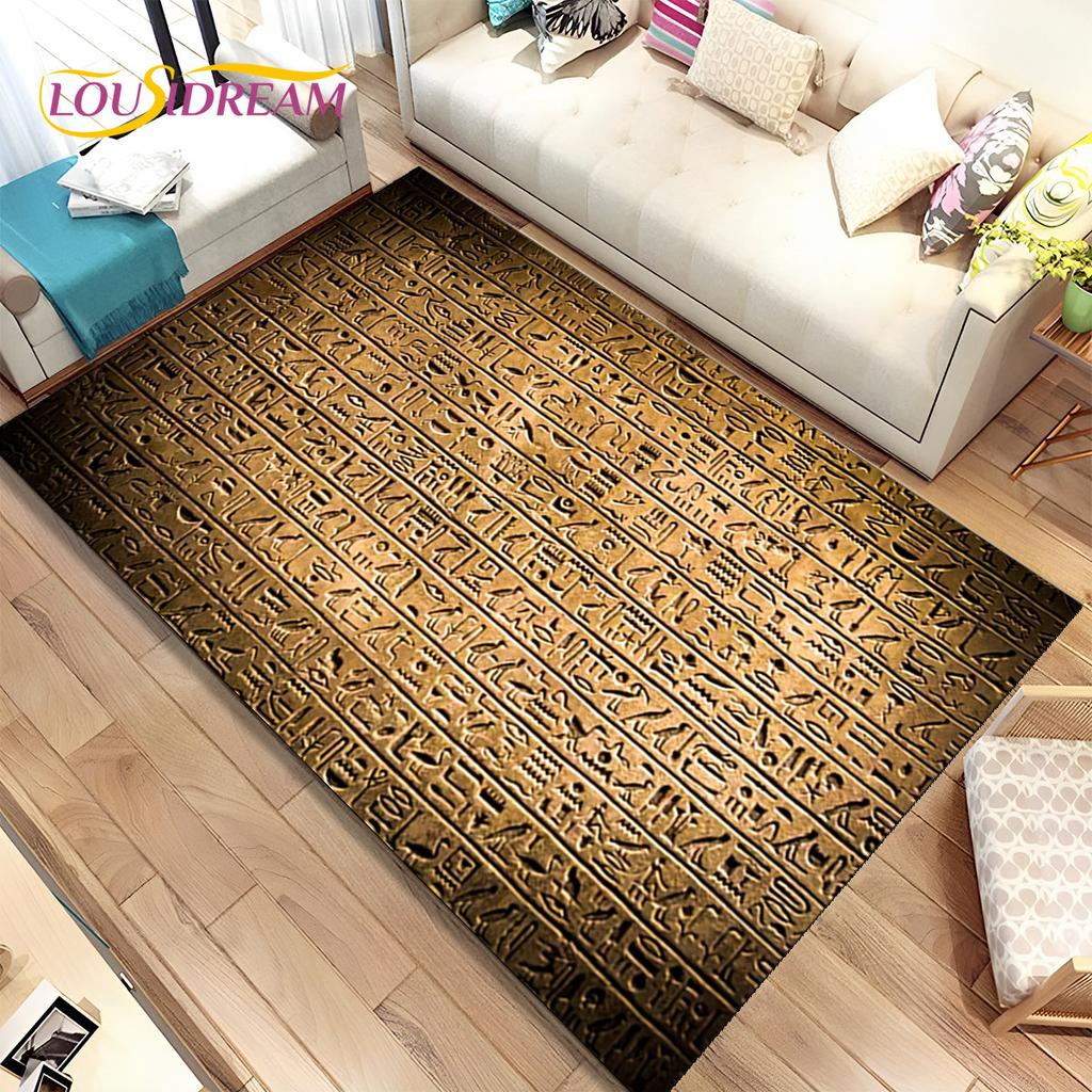 Egyptian Mythology Pharaoh Hieroglyphics Area Rug,Carpet for Home Living Room Bedroom Sofa Doormat Decor,kids Non-slip Floor Mat