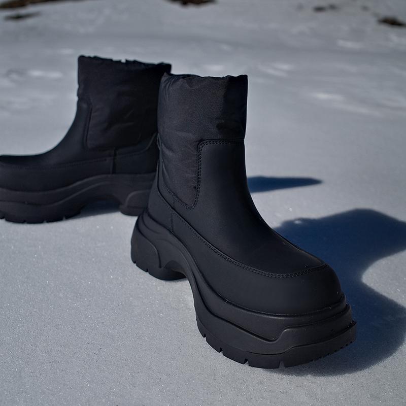 Krazing Pot Cow Leather Wool Blend Winter Round Toe Platform Snow Boots Zipper Women Casual Keep Warm Ankle Boots