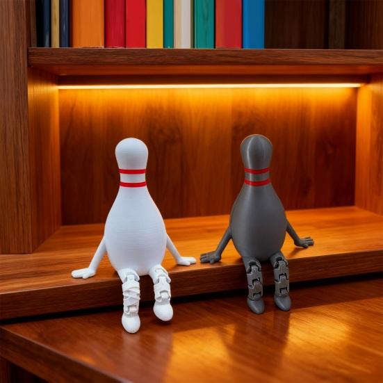 Bowling Buddy Figurine Bowling Ball Ornament with Articulated Legs Mini Bowling Pin Decoration Collectible for Home Shelves Desks Tables Display
