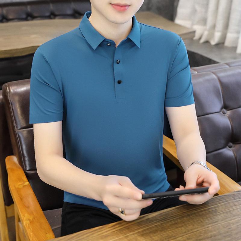 8XL Quick Drying T-shirt Large Ice Silk Seamless Men's Short Sleeve Lapel Polo Shirt Shirt Casual