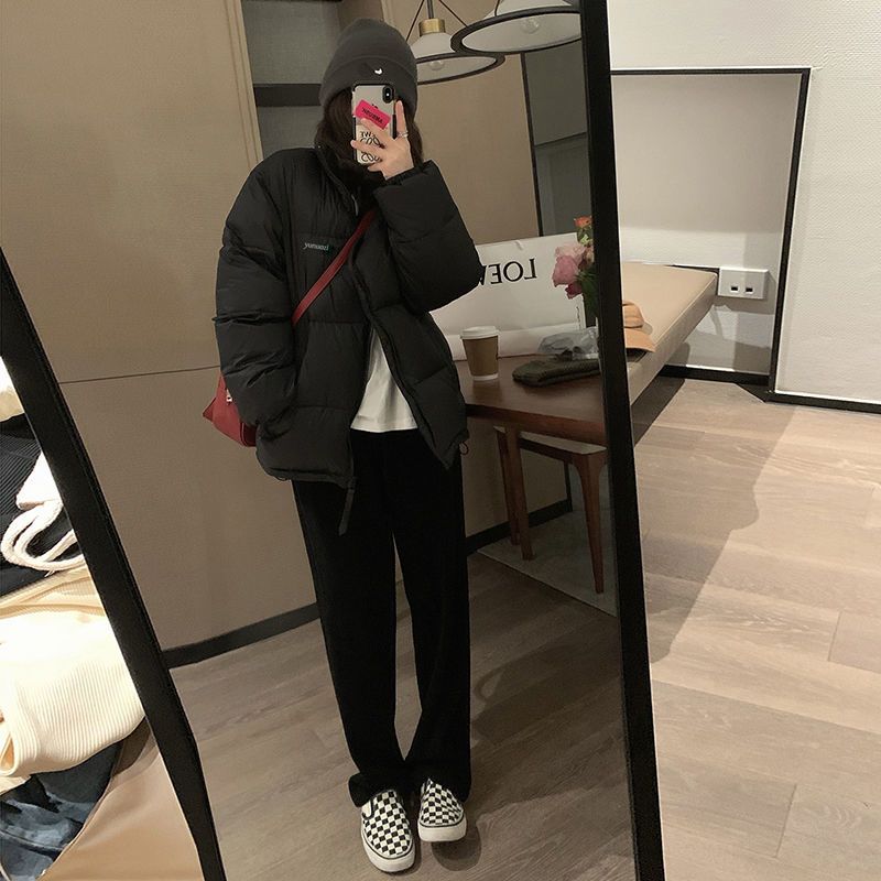 Herbst Winter Neu Damen Parkas Koreanische Mode Lässig Stehkragen Einfarbig Taschen Reißverschluss Kurz Verdicken Strickjacke Baumwolle Mäntel Oberteile