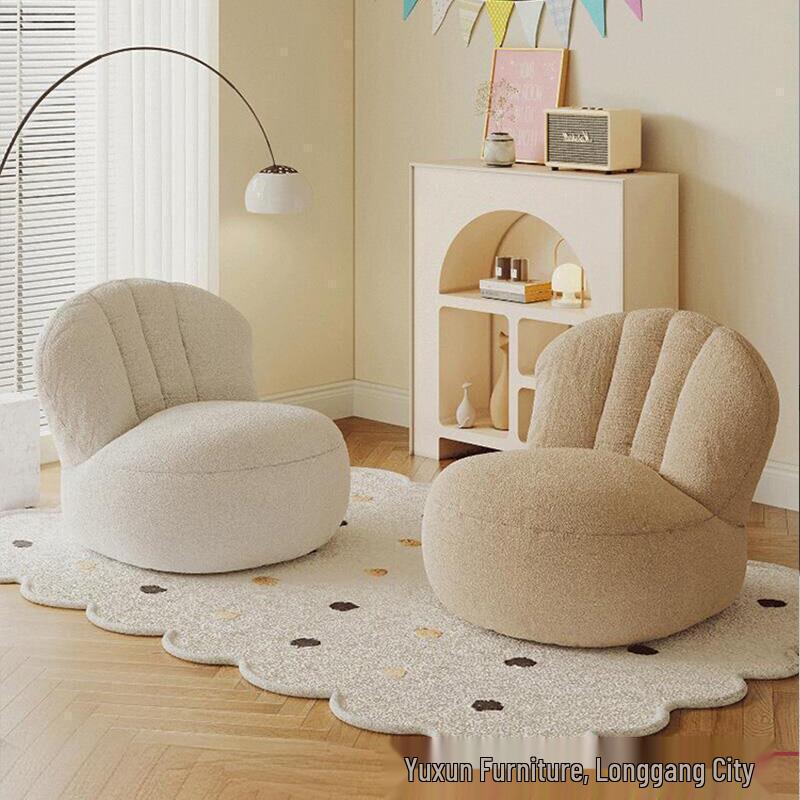 Nordic Lamb Wool White Luxury Lazy Chair - Modern Ins Style Single Sofa.