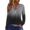 Dámské tričko Tričko Knoflíček Dlouhý rukáv Denní víkendová móda Basic Top s výstřihem do V