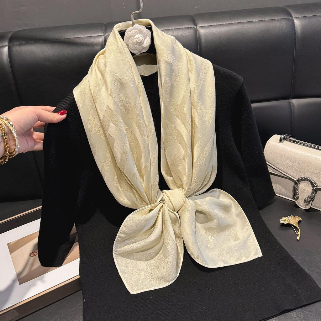 Jarní Dopis Simulační Hedvábí Hedvábný Šátek Satén 90Cm Velký Čtvercový Šátek Dekorativní Šátek Multifunkční Opalovací Šátek
