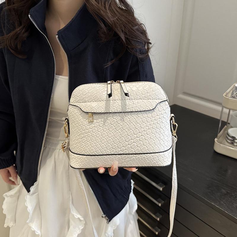 Solid Color Woven Pattern Crossbody Bag Vintage Minimalist Large Capacity Shell Purse and Handbag For Women AVE