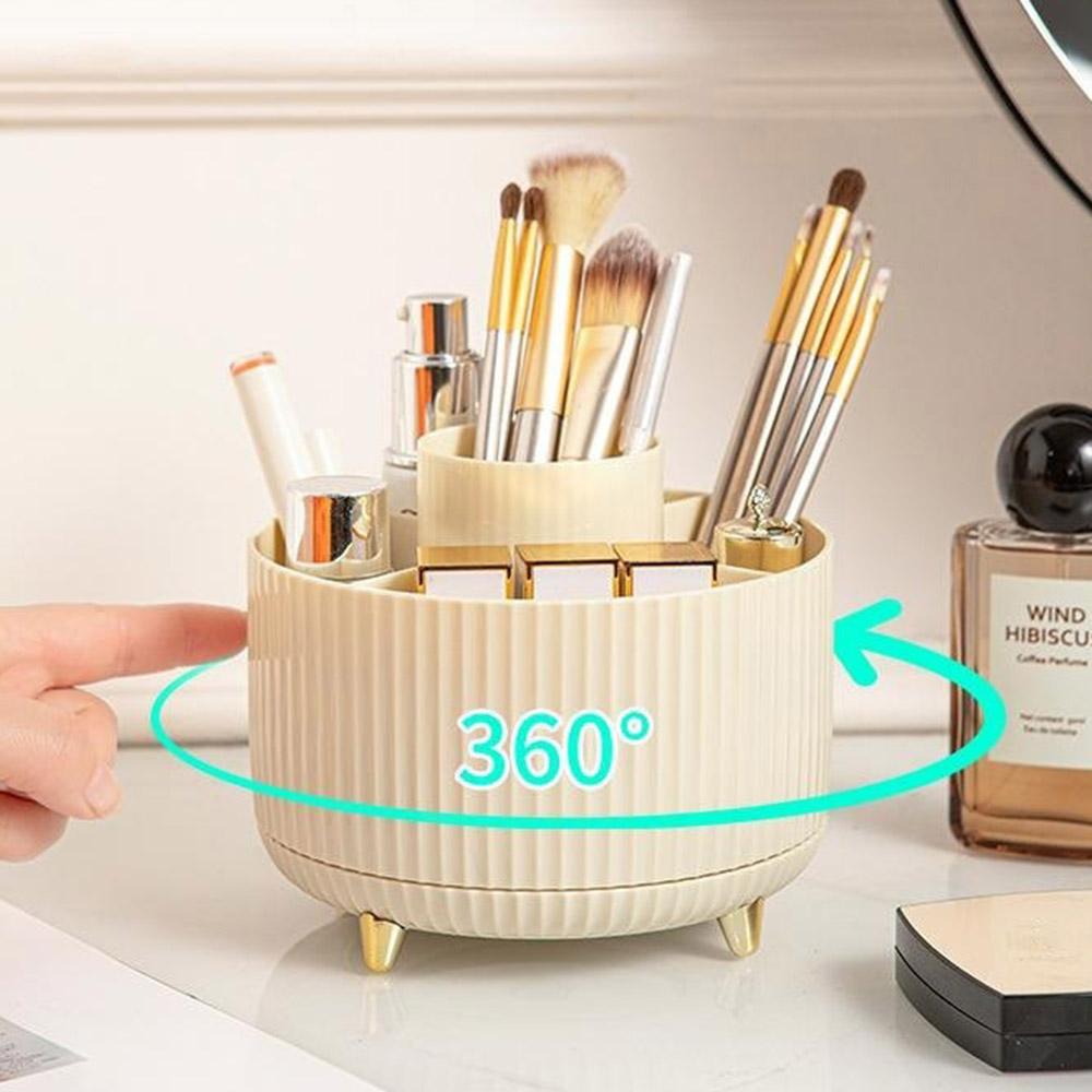 Rotating Cosmetic Organizer Makeup Brush Eyebrow Pencil Holder Desktop Storage Container