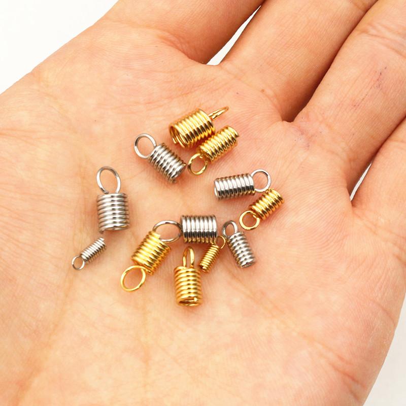 30-100 Stück Edelstahl Feder-Klemmverschlüsse Lederband-Enden Endkappen Verbinder Für DIY Armband Halskette Schmuckherstellung
