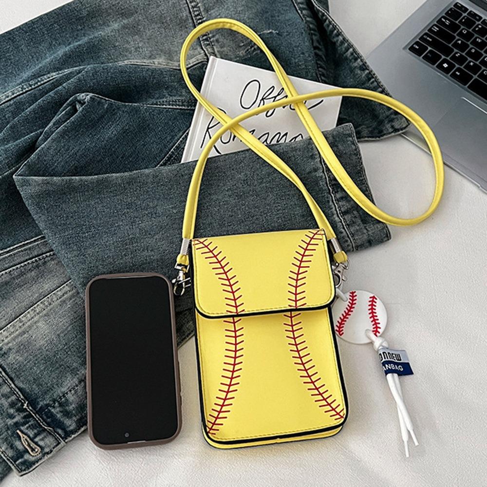 Baseball Design Square Shoulder Bag Lightweight Crossbody Phone Pouch Stylish Phone Bag Woman