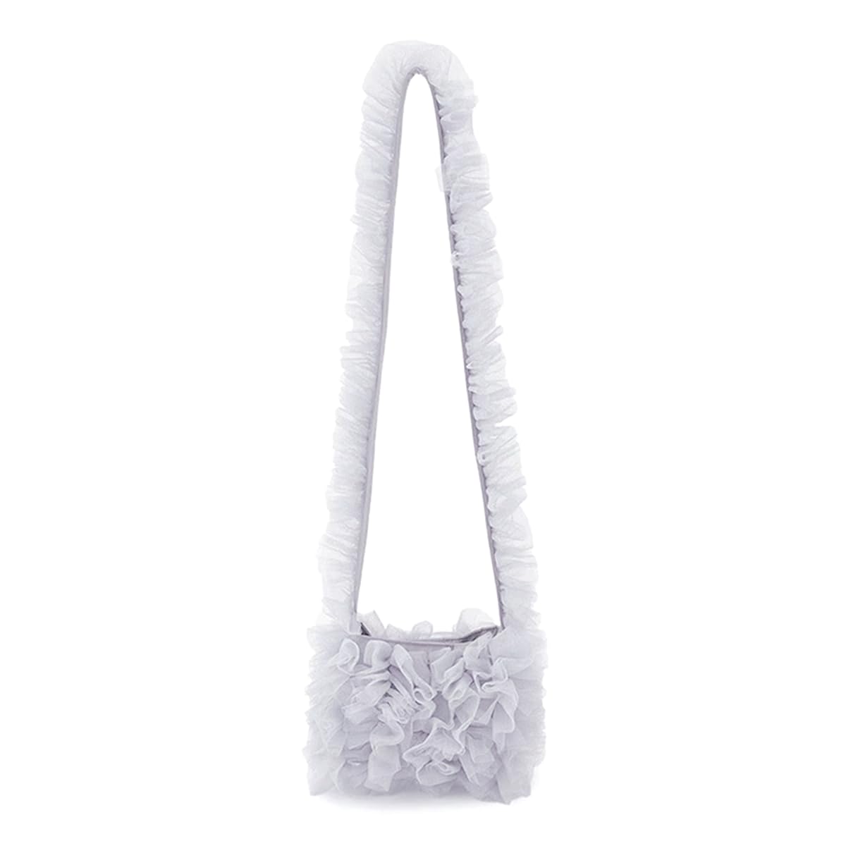 

Mini Shoulder Bag Handbag Ruffle Minimalist Cute Light Korean Stylish Tulle Mini Ruffle Bag [DIVA Rose] Women s (Gray) сірий колір