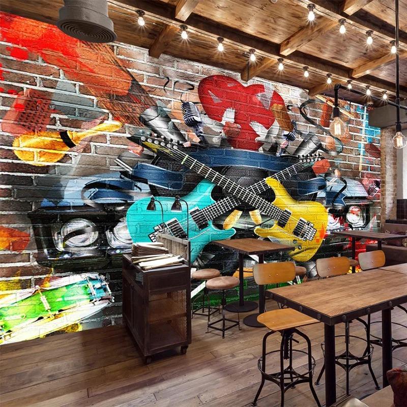 Photo Mural 3D Stereo Graffiti Wall Painting Bar KTV Cafe Restaurant Wall Covering Wallpaper