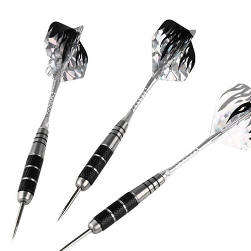 Set da 3 pezzi di dardi in metallo di alta qualità in ferro inossidabile 22G Allenamento da competizione Asta in alluminio nero Aletta laser Intrattenimento