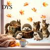 Squirrel Hedgehog Decals 2PCS Static Window Sticker, And Printed, Autumn Forest Clings Theme Waterproof PVC Decal, for Glass Doors Windows Fall