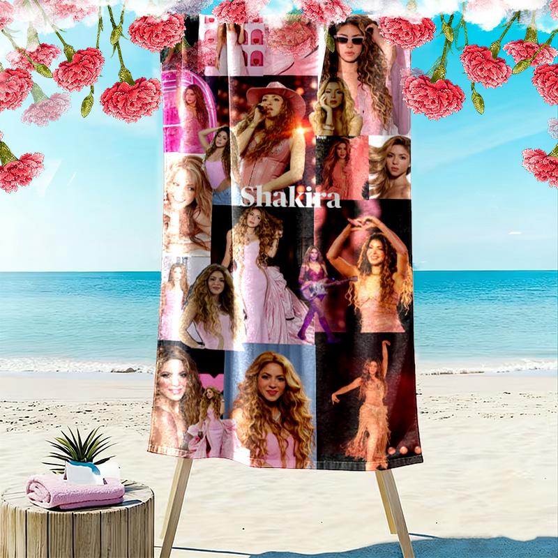 Asciugamano da Spiaggia con Stampa di Shakira, Asciugamano Grande Morbido ad Asciugatura Rapida per Spiaggia Campeggio Nuoto