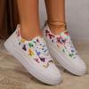 Mode Damen Plateau Schuhe 2024 Herbst Neu Bunter Schmetterlingsdruck Damen Sneaker Bequeme und Vielseitige Freizeitschuhe Zapatos