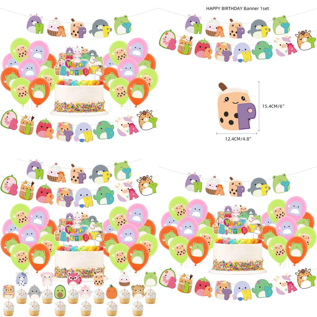 Squishmallows Birthday Party Supplies Kit With Cake Topper Balloons And Banner Ideal For Kids