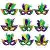 Mardi Gras Sequin Feather Hat & Mask Set