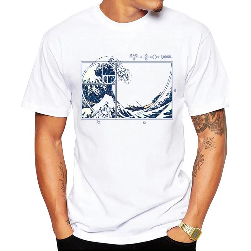 Sapextee Hipster The Great Fibonacci Wave Men TShirt Funny Math Printed Tshirts Short Sleeve Hot Tee Fashion Tops S