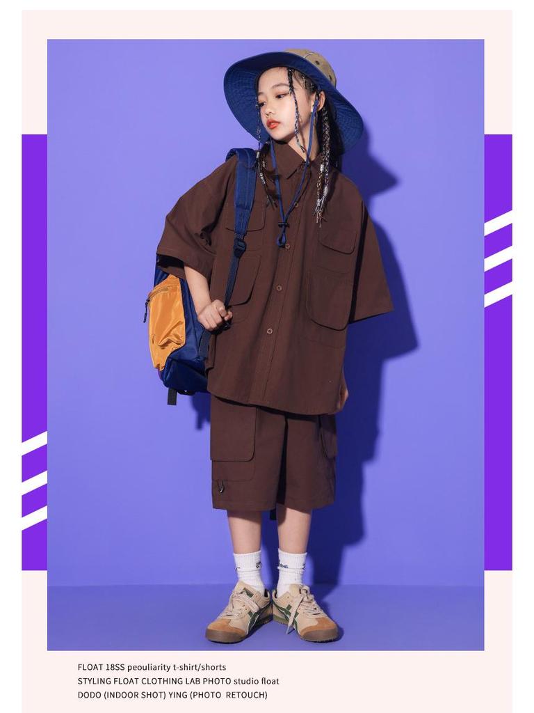 Girls' Hip-Hop Japanese Street Dance Costume - Children's Trendy Performance Outfit