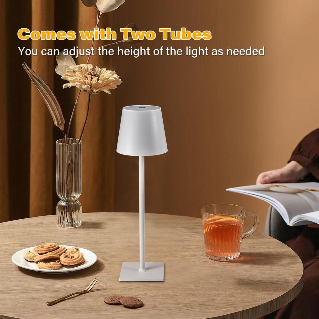 CHLORANTHUS 2 Pack Cordless Table Lamps, 3 Colors Stepless Dimming, 5000mAh Rechargeable Battery LED Desk Lamp for Bedroom/Couple