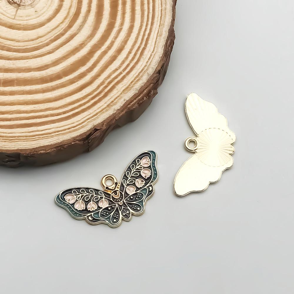 Colorful Enamel Alloy Butterfly & Leaf Pendant Charm for DIY Jewelry