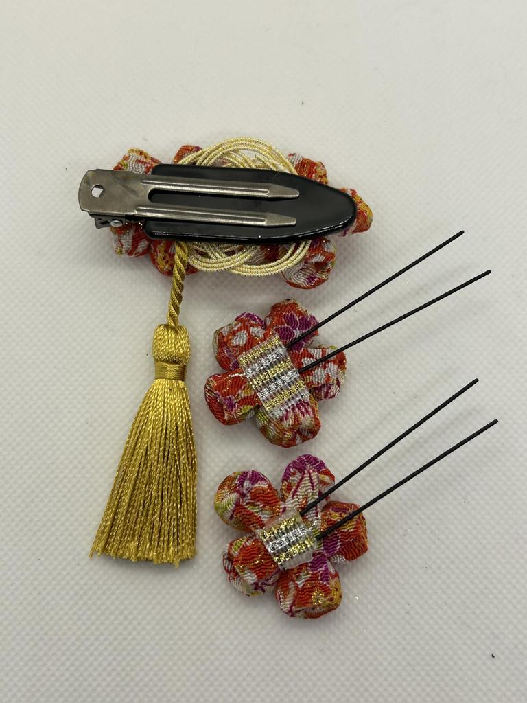 Hair Hair clip tsumami zaiku plum knot with mizuhiki and two hairpins tsumami zaiku Easy to wear and perfect for and This tsumami zaiku hair accessory