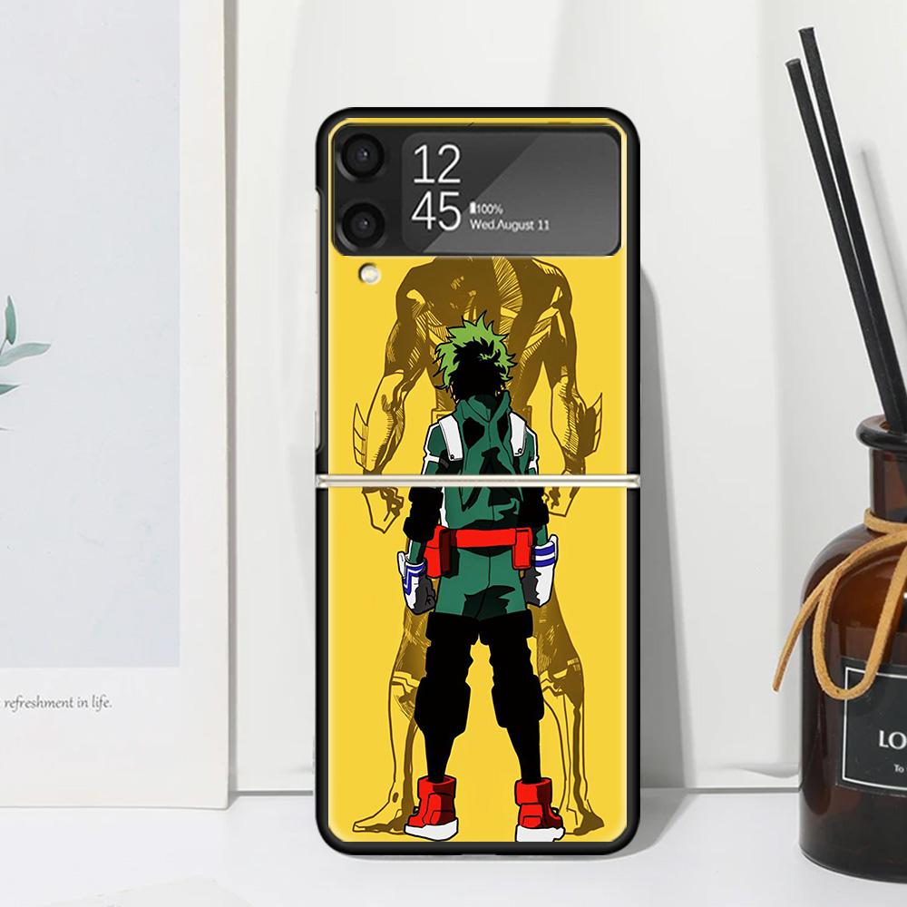 Midoriya Izuku Deku MHA My Hero Phone Case Cover for Samsung Galaxy Z Flip 7 6 5 4 3 5G Flip3 Flip4 Flip5 ZFlip6 ZFlip7 Black Fu