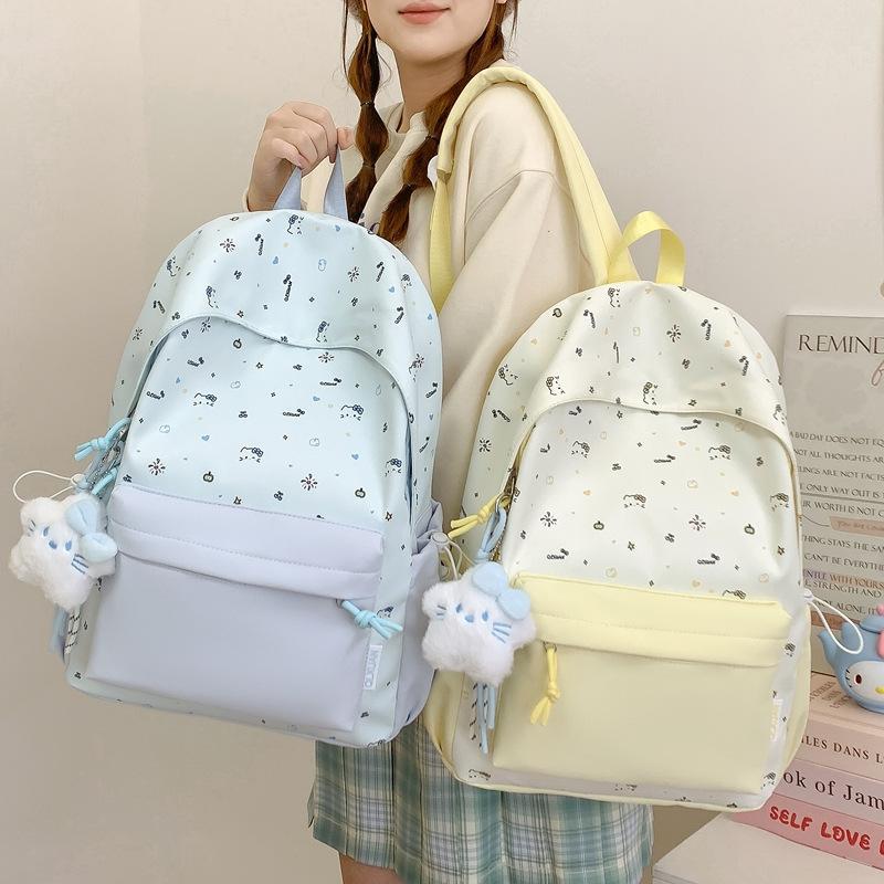Schoolbag for girls, Korean style for middle and high school, lightweight and fresh backpack, large capacity cute girls' collegiate style backpack