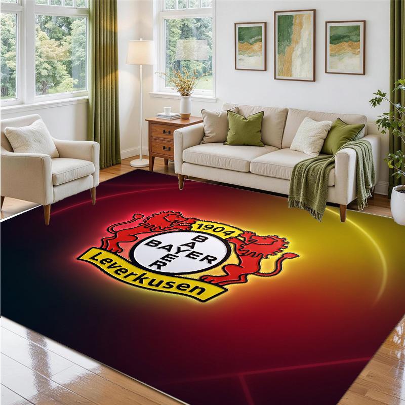 Bayer Leverkusen Football Design Crystal Velvet Rug Soft Decorative Mat for Bedroom Entrance