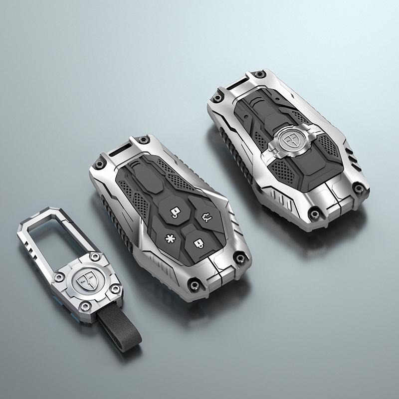 Galvanized Alloy Silicone Splicing Car Key Cover Case For GAC AION Hyper GT HT Remote Protection Cover Shell Keychain Accessorie