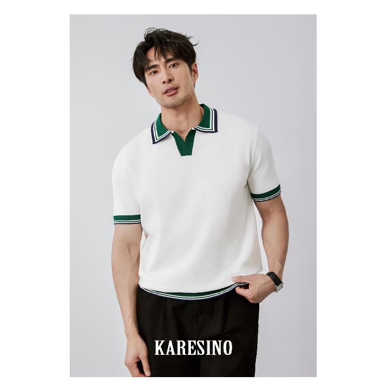 

Мужская футболка-поло в стиле лайт-люкс с цветными блоками, с коротким рукавом, летняя, тонкая вязаная, приталенного силуэта, деловая кэжуал, стильная, с отложным воротником 3XL белый