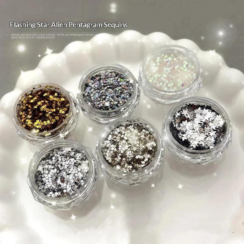 1 Box Shiny Mini 1Mm Five-Pointed Star Nail Accessories Handmade Wearable Nail Materials Decoration