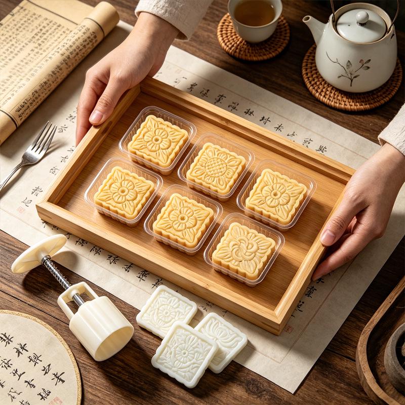 Mid-Autumn Festival Mooncake & Pastry Baking Press Mold Tool for Ice Skin and Green Bean Cake