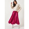 Women's Skirt Leather Look Elastic Waist Pleated Bell Skirt