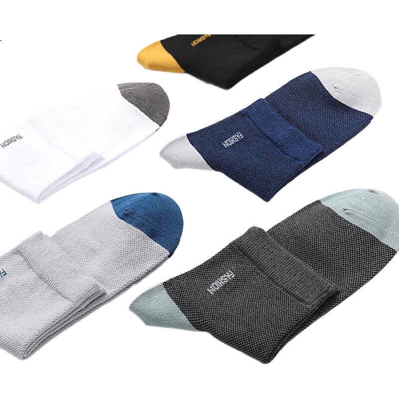 LANGSHA Men's Socks, Pure Cotton Mid-Calf Socks, Summer Thin Cotton Socks, Mesh Breathable, 5A Antibacterial, All-Cotton Men's Socks, 6 Pairs Pack