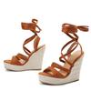 Moda Liyke Moda Sandali Zeppa Estivi con Lacci Donna Punta Aperta Corda di Paglia Intrecciata Piattaforma Fondo Spesso Tacchi Alti Scarpe Eleganti da Donna
