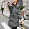 Women Winter Jacket with Furry Hood Thickened Padded Down Coat Drawstring Waist Zipper Closure Mid Length Windproof Cold Weather Cotton Coat