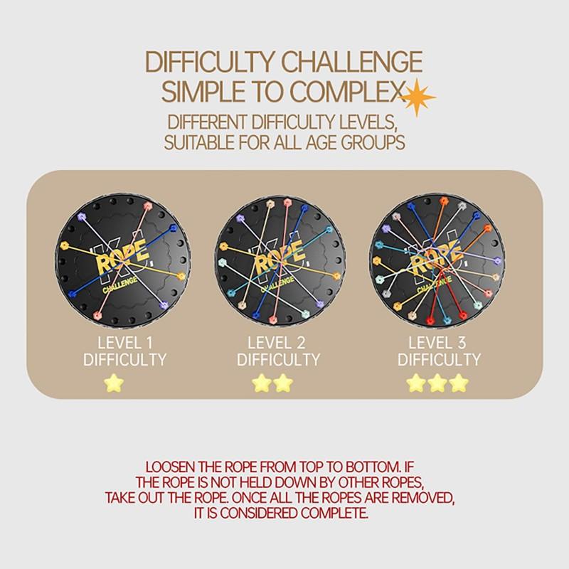 1 Set Kids Rope Untangling Game Twisted Rope Knots Challenge Board Game Logic Thinking Interactive Educational Elastic Rope Unhitching Toy