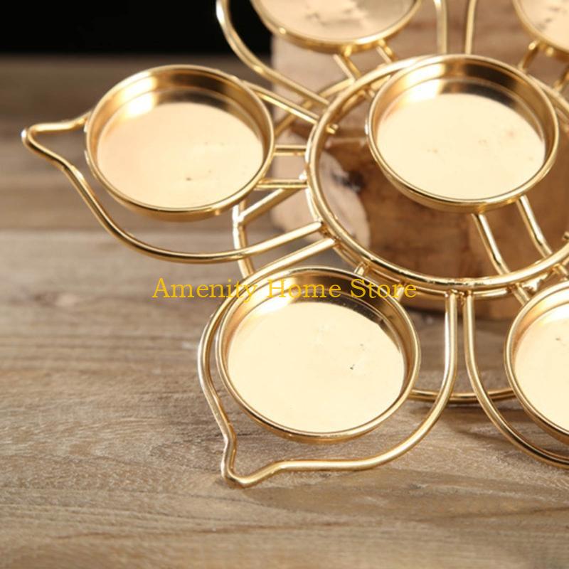 F26C Butter Lamp Holder Pure Copper Candlestick Candle Holder Seven Star Lamp Holder Lotus Buddha Lamp Base