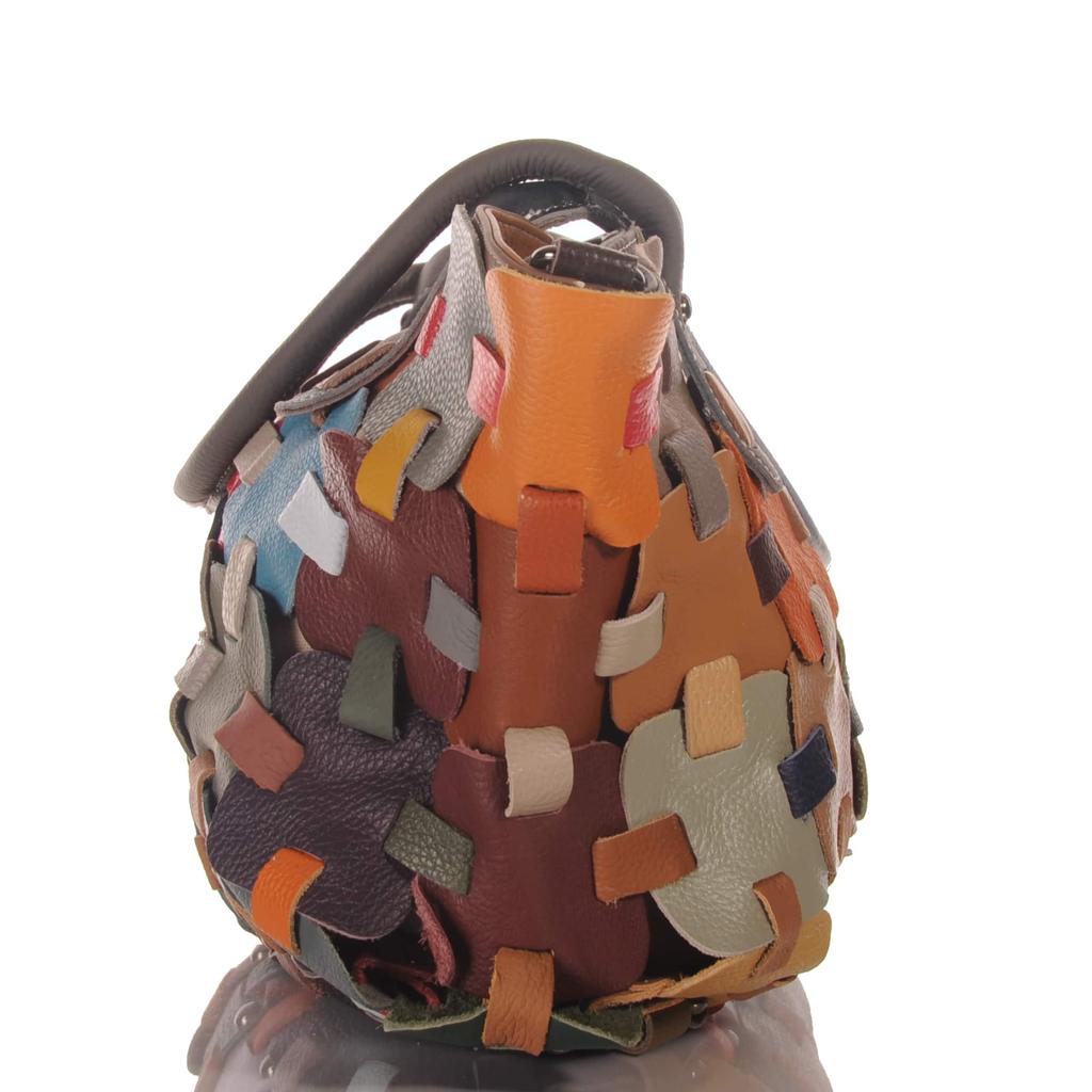 Stylish Women's Shopper Made of Genuine Leather In Patchwork Design
