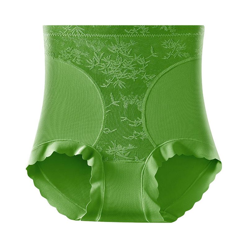 Large Size Women Light Luxury Three Dimensional Embroidery High Waist Hips Shaping Belly Without A Mark Underwear