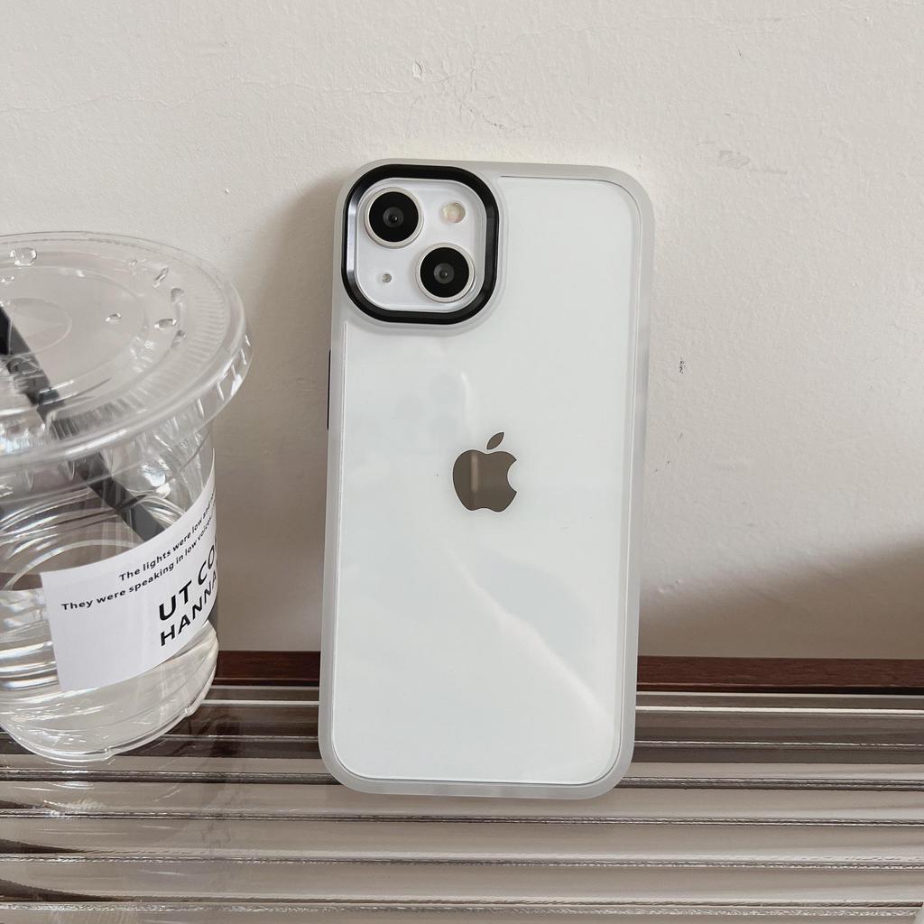 Applicable Apple iPhone 17ProMax Solid Color Case for iPhone 16, 15, 14 - Metal, Transparent, Recessed, Anti-Fall, Women's.