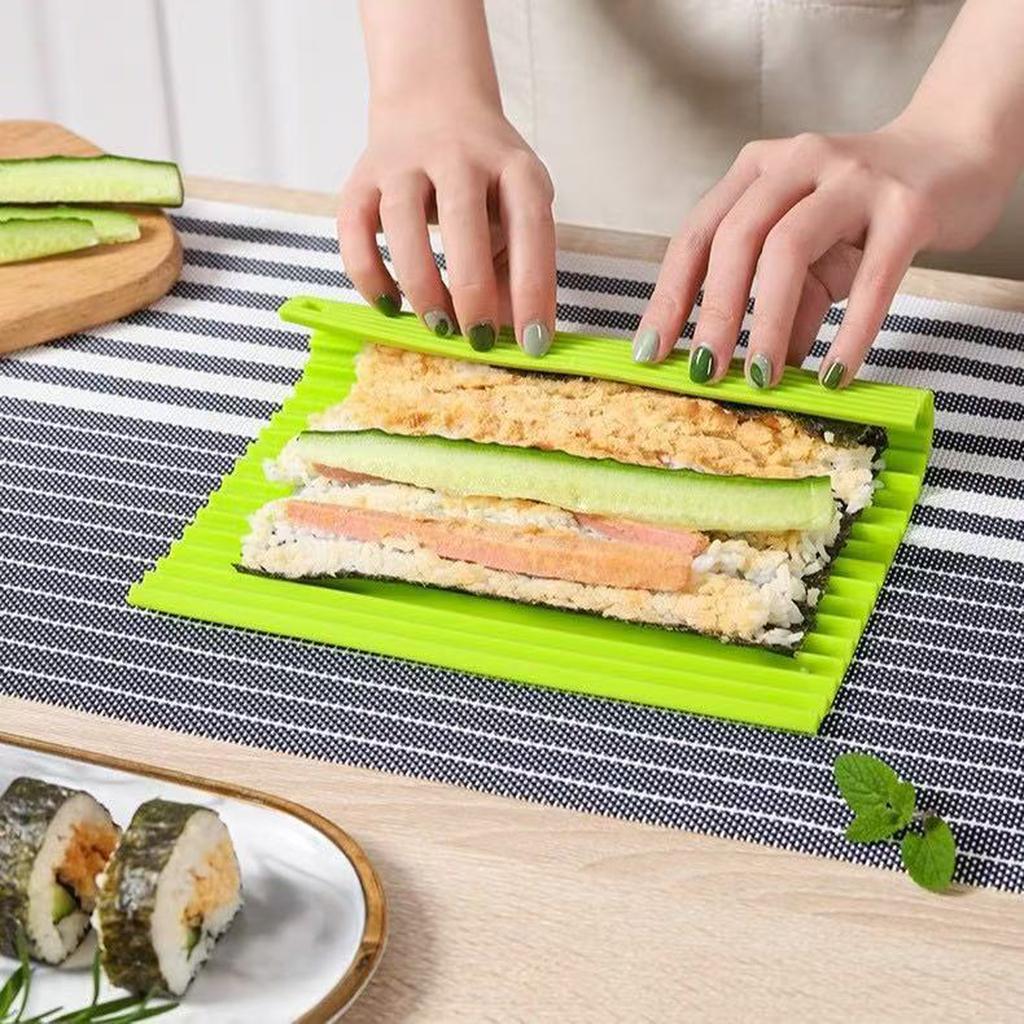 2pcs Bamboo Pattern Hand Roll Mat Easy To Clean Sushi Curtain Rolling Mat 8.6x7.8Inch for Kitchen Gadgets Cooking Accessories