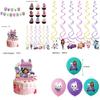Gabbys Dollhouse Kids Birthday Party Supplies Decor Set With Durable Balloons And Colorful Flags