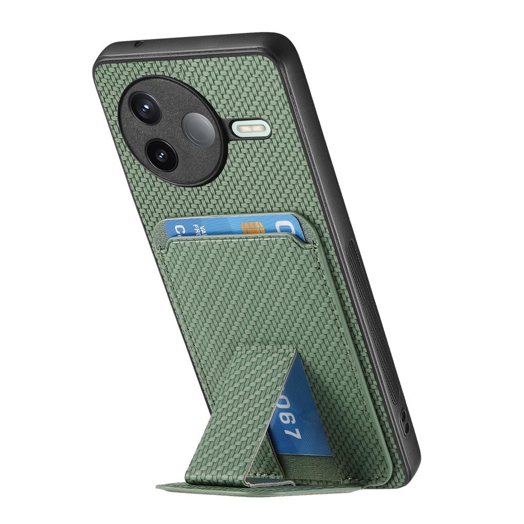 For Xiaomi Poco F7 Pro 5G/Xiaomi Redmi K80 5G Case Card Holder Carbon Fiber Texture Leather Coated TPU Phone Cover