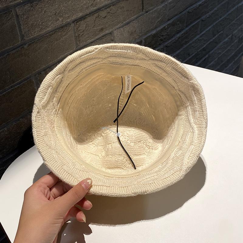 Spring and Autumn New Bucket Hat Women's Fashion Retro Knitted Basin Hat Warm Bucket Hat
