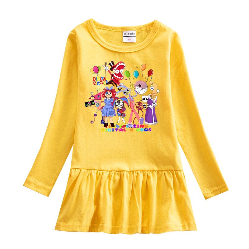 Korean Style Girls' Cartoon Long Sleeve Princess Dress - Mesh Skirt (Spring & Autumn 2026)