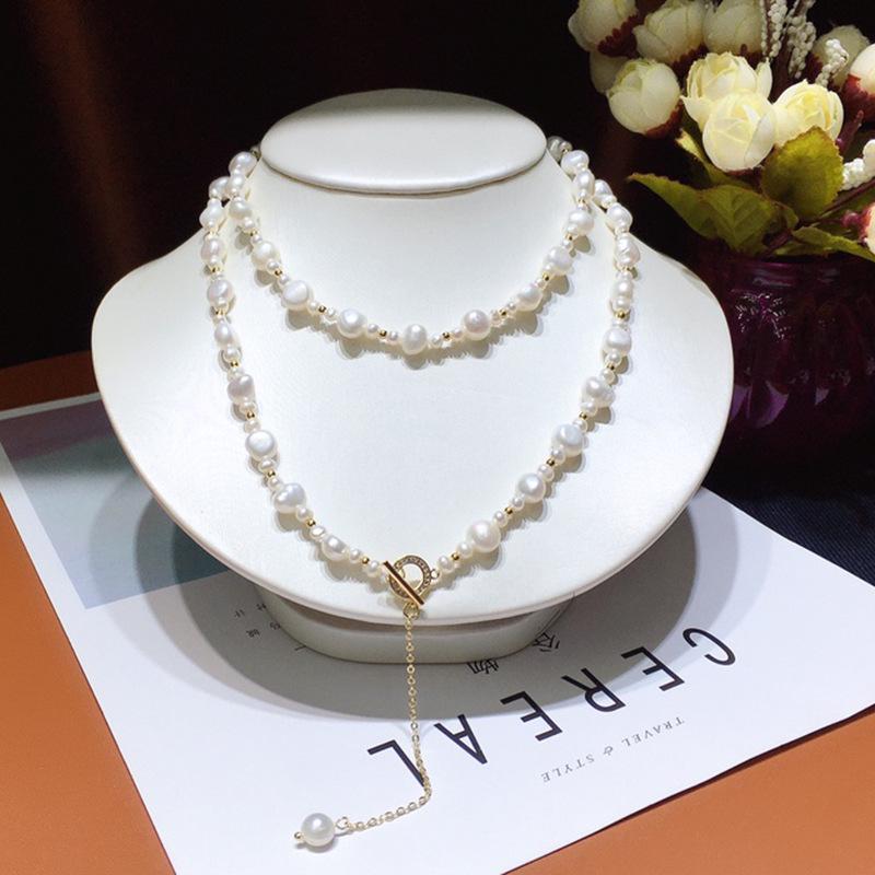 Elegant Women s Baroque Pearl Necklace: Versatile, Fashionable, Niche Design Jewelry. 4-9mm белый