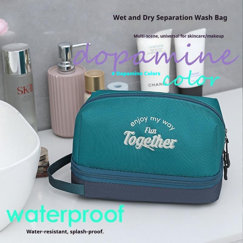 Cosmetic Toiletry Bag Waterproof Dry Wet Separation Double Layer Large Capacity Storage Pouch For Travel Spa Bathhouse